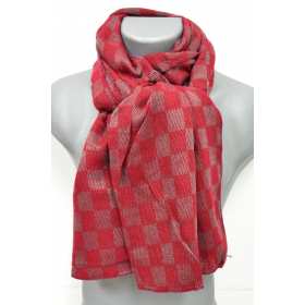 Echarpe damier en viscose rouge