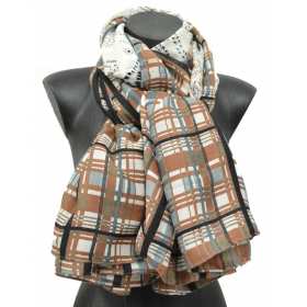 Cheche paisley carreaux marron