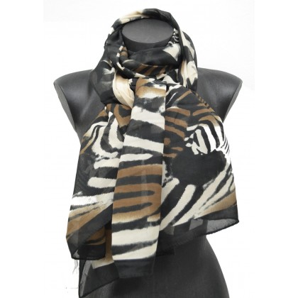 Grand cheche zebre marron