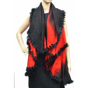 Poncho lapin rond rouge et noir