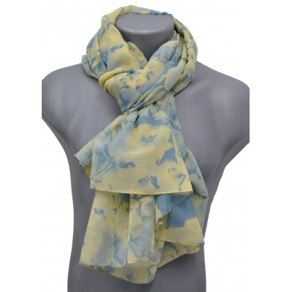 Cheche mixte polyester jaune-bleu