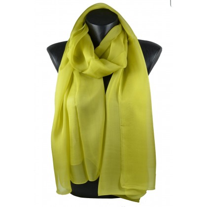 Echarpe mousseline de soie vert kaki