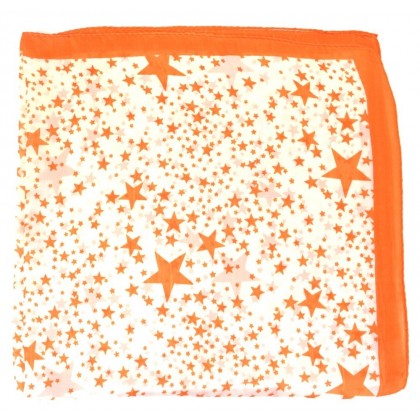 Petit carré en soie orange à etoiles