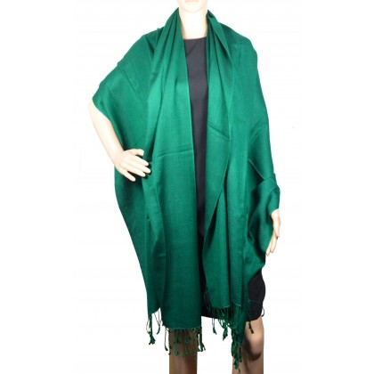 Grande étole 90X200 soie et cachemire verte