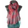 Pashmina en soie et viscose rouge-vert