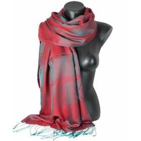 Pashmina en soie et viscose rouge-vert