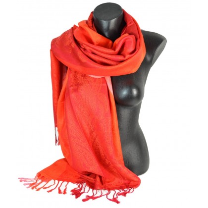 Pashmina rouge et orange