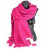 Etole laine avec pompon en lapin rose fuschia