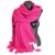 Châle laine avec pompon en lapin rose fuschia