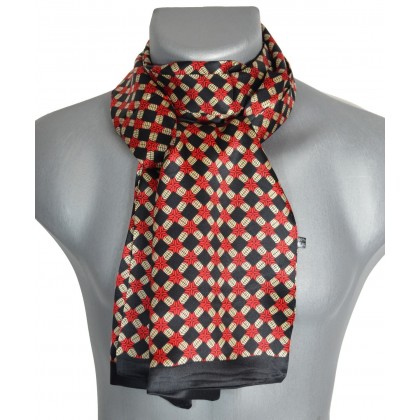 Foulard  en soie homme noir et rouge