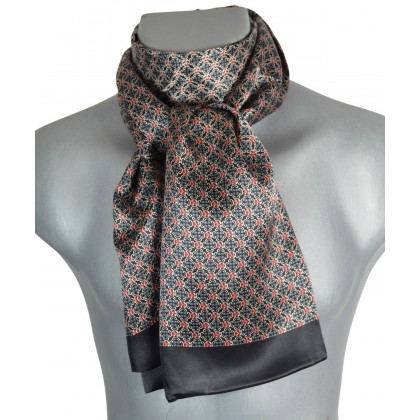 Foulard en soie homme noir petites fleurs