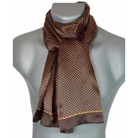 Foulard en soie homme marron carrés