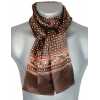 Foulard en soie marron et corail à frise