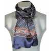 Foulard en soie bleu et rouge à frise