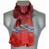 Foulard en soie rouge et bleu à frise