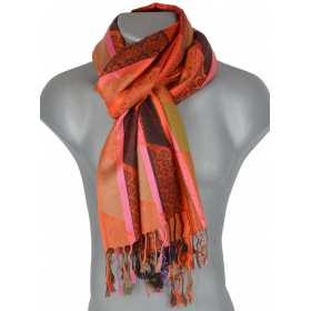 Pashmina multibandes verticales orange