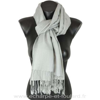 Echarpe pashmina viscose paisley gris souris