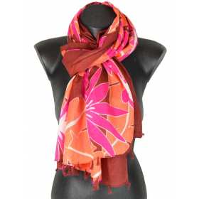 Cheche pompons rose et bordeaux