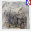 Foulard en soie Giacometti, Paysage aux maisons