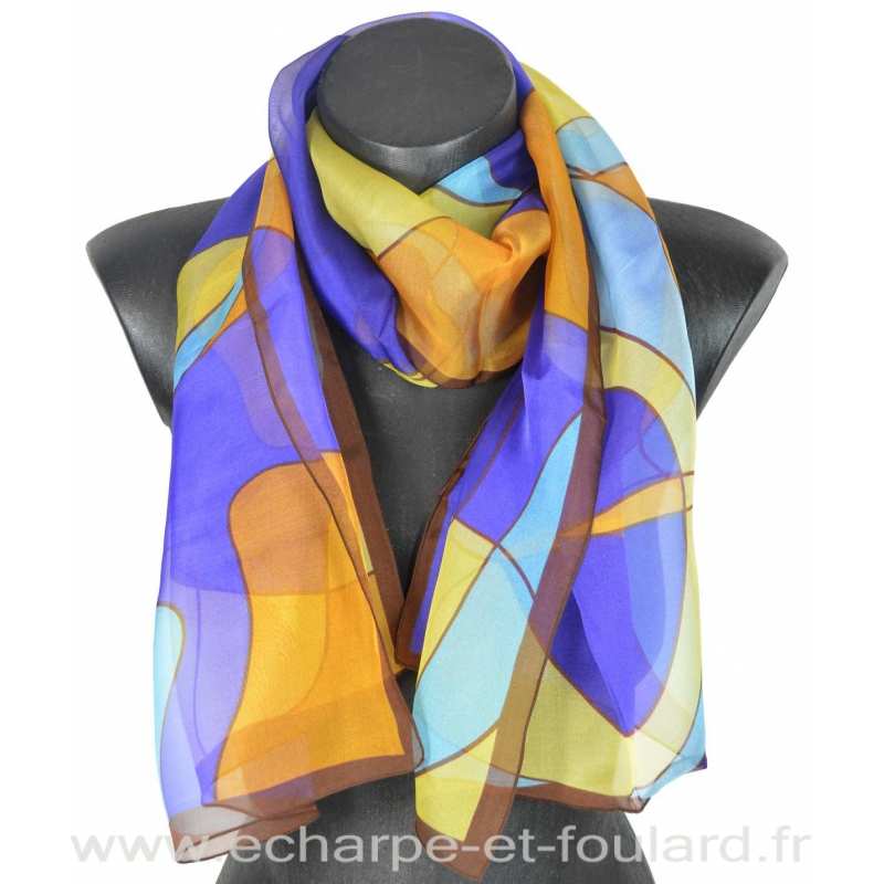 Echarpe soie Mucha - Chocolat