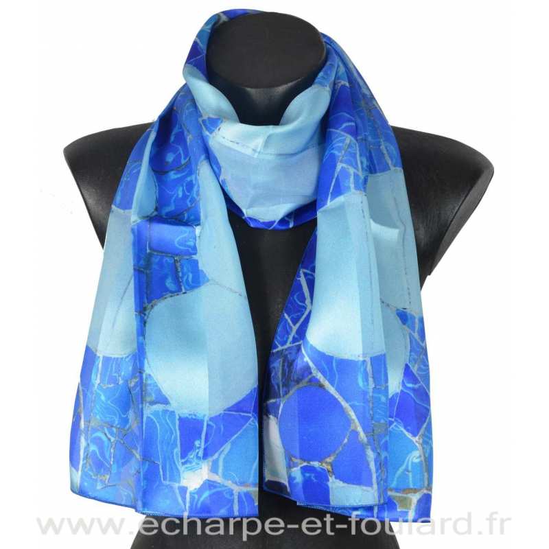 Echarpe soie Gaudi - Grand Bleu