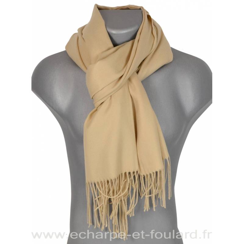 Echarpe très douce cachemire-laine beige clair
