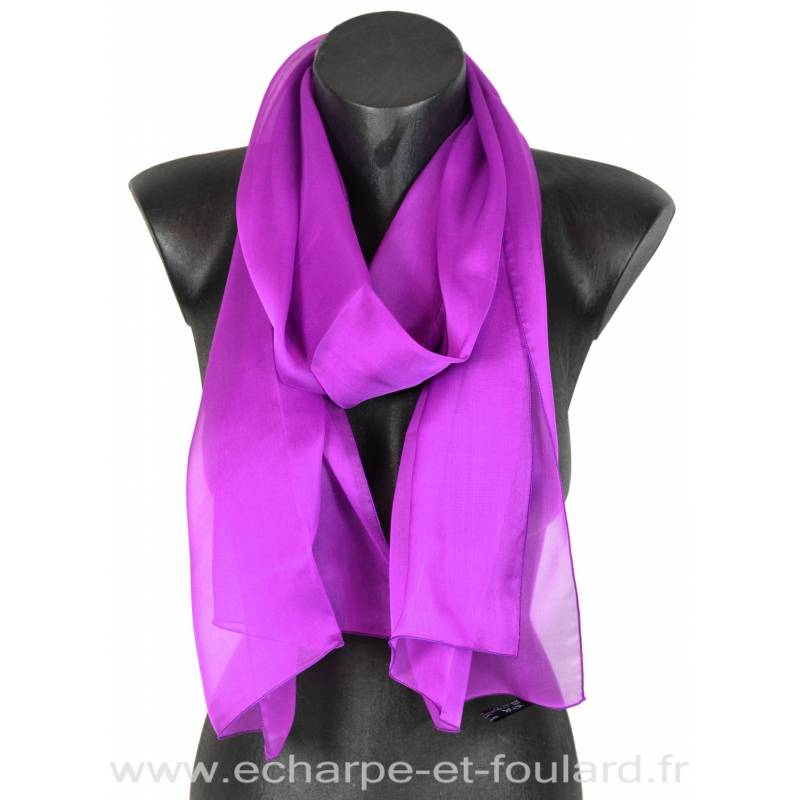 Echarpe mousseline soie magenta fabriquée en France