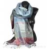 Etole en soie jacquard rouge et gris