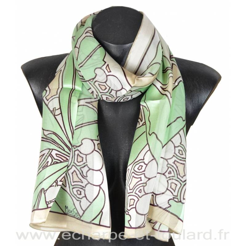 Echarpe soie Mucha – Le Laurier
