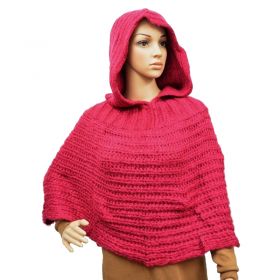 Poncho à capuche rose