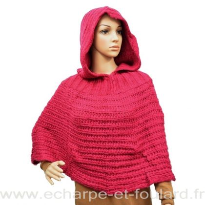 Poncho à capuche rose