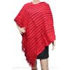 Poncho franges double rectangles rouge