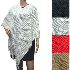 Poncho maille quadrillé