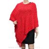 Poncho maille quadrillé rouge