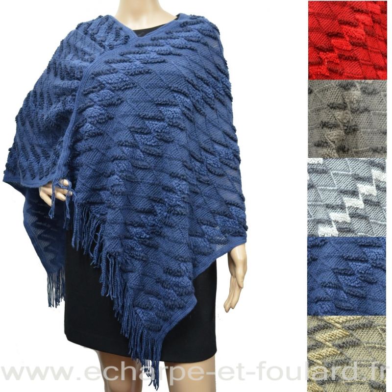 Poncho tricot zig zag