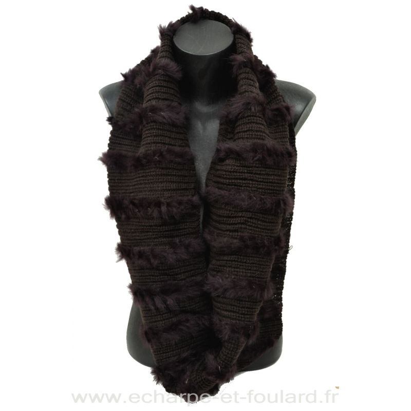Snood tricot et lapin marron