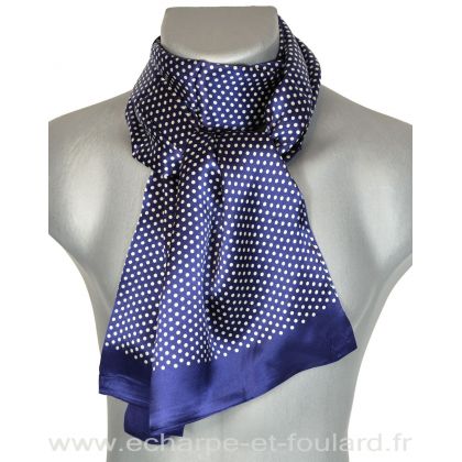 Foulard soie homme pied de poule bleu