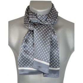 Foulard homme en soie cubes gris