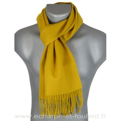 Echarpe en 100% cachemire kaki-jaune