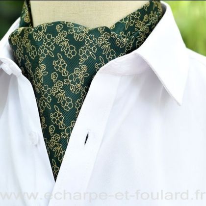 Foulard ascot à petites fleurs vert