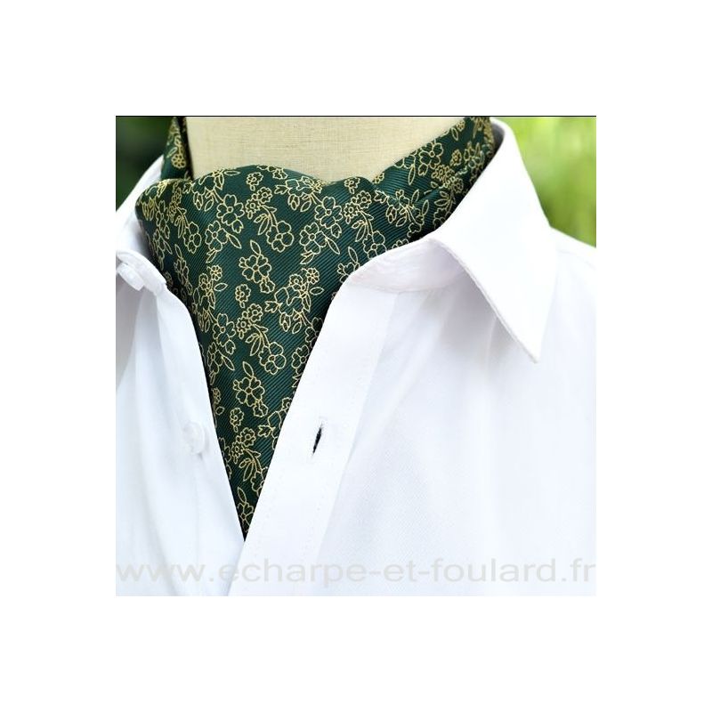 Foulard ascot à petites fleurs vert