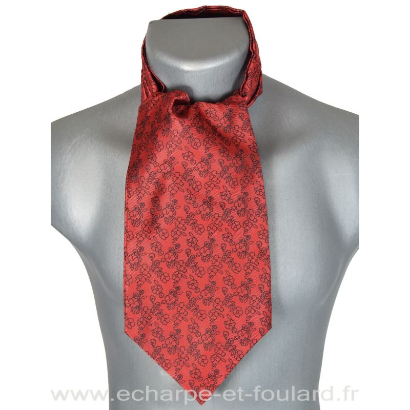 Foulard ascot à petites fleurs vert rouge