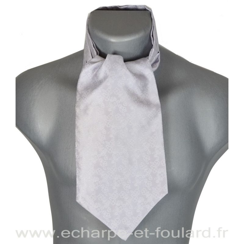 Foulard ascot à petites fleurs vert blanc