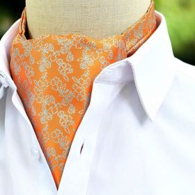 Foulard ascot à petites fleurs orange