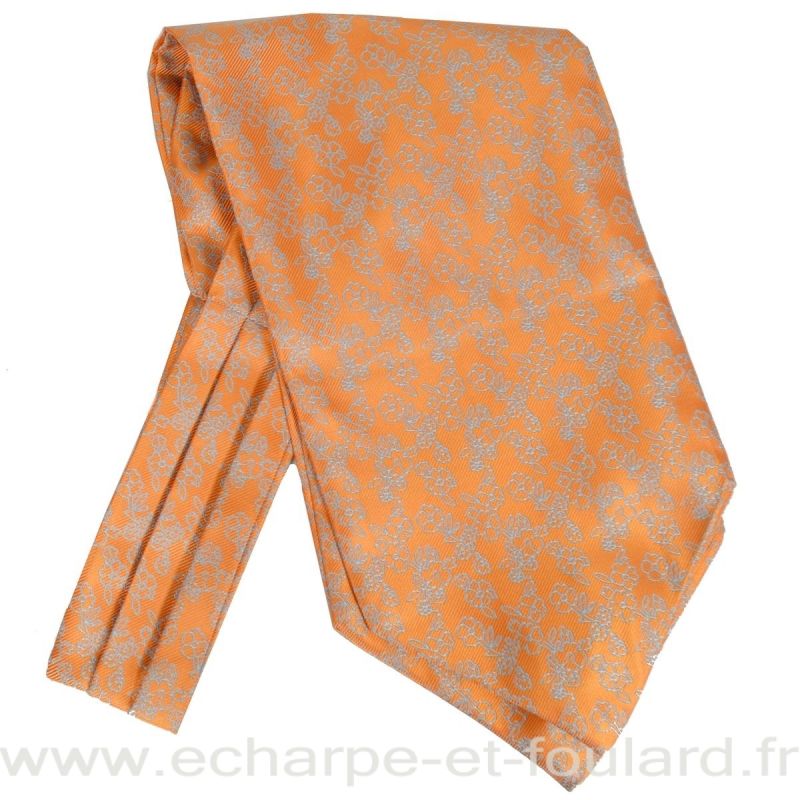 Foulard ascot à petites fleurs orange