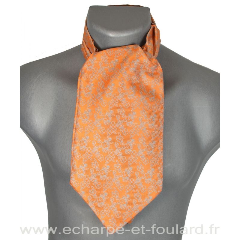 Foulard ascot à petites fleurs orange