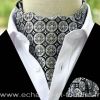 Foulard ascot et pochette à rosaces gris