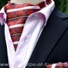 Foulard ascot et pochette rouge paisley et rayures