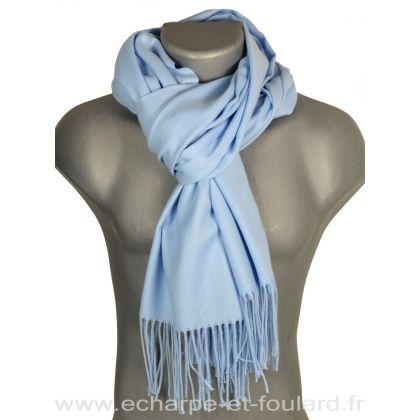 Echarpe très douce cachemire-laine bleu-ciel
