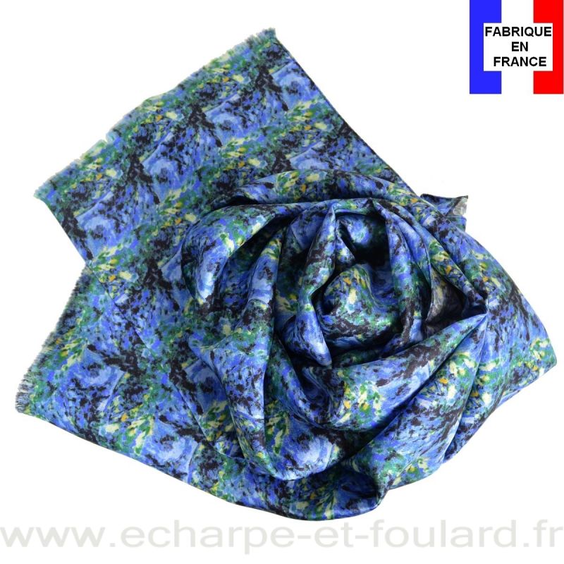 Echarpe soie homme  Cézanne – Paysage Bleu